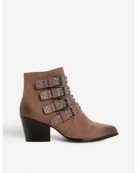 Bertie Leather 'paramont' Mid Block Heel Ankle Boots - Brown