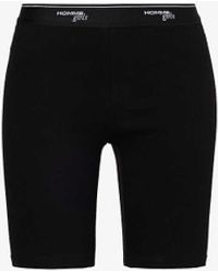 HOMMEGIRLS - Branded-waistband High-rise Stretch-cotton Shorts - Lyst