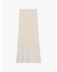 Claudie Pierlot - Pleated Ribbed Knitted Maxi Skirt - Lyst