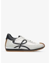 Loewe - White/vy Flow Runner Monogram-embroidered Suede Low-top Trainers - Lyst