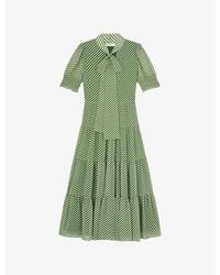 LK Bennett - Coco Striped Woven Midi Dress - Lyst