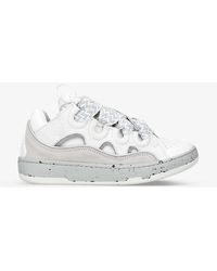 Lanvin - Curb Leather And Mesh Low-top Trainers - Lyst