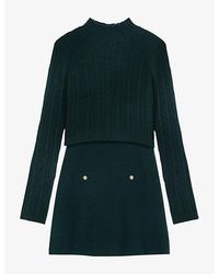 Maje - Removable-Jumper Long-Sleeve Knitted Mini Dress - Lyst