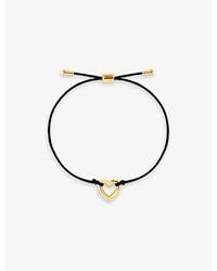 Astrid & Miyu - Heart 18ct Yellow Gold-plated Sterling-silver And Cord Bracelet - Lyst