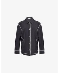 Stine Goya - Cut-Out Contrast-Stitch Stretch-Woven Shirt - Lyst