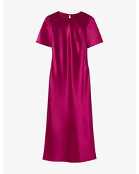 Whistles - Avery Twist-Detail Satin Midi Dress - Lyst
