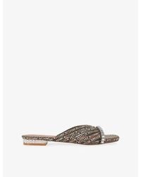 Kurt Geiger - Crystal Strap Woven Mules - Lyst