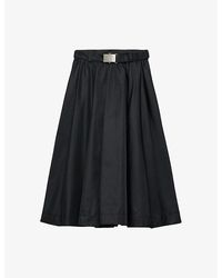 Prada - Re Nylon Belted Woven Midi Skirt - Lyst