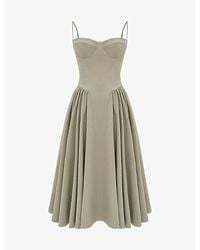 House Of Cb - Samaria Corset-Top A-Line Stretch-Cotton Midi Dress - Lyst
