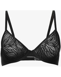 Calvin Klein - Sheer Marquisette Embroidered Stretch-lace Bra - Lyst