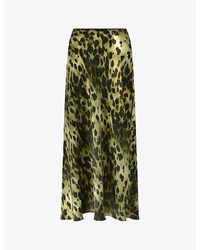 Ro&zo - Leopard-print Bias-cut Satin Midi Skirt - Lyst