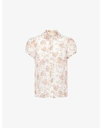 ME+EM - Paisley-Print Short-Sleeve Cotton And Silk-Blend Blouse - Lyst