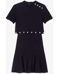 Maje - Clover-jacquard Short-sleeve Knitted Mini Dress - Lyst
