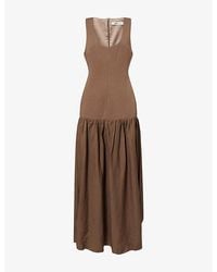 Odd Muse - Dropped Waist Cotton And Linen-Blend Maxi Dress - Lyst