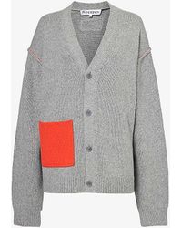JW Anderson - Pocket V-neck Cotton And Wool-blend Cardigan - Lyst