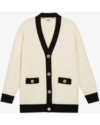 Claudie Pierlot - Relaxed-fit Contrast-trim Knitted Cardigan - Lyst