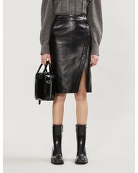 Sandro Gilna High-waisted Leather Skirt - Black