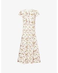 ME+EM - Wild Spring Floral-Print Fit-And-Flare Midi Dress - Lyst