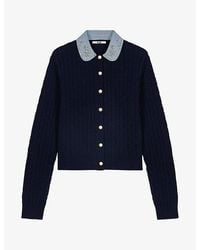 Maje - Beaded-Collar Button-Down Wool And Cashmere Cardigan - Lyst
