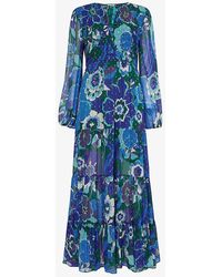 RIXO London - Lori Floral-print Tiered Georgette Midi Dress - Lyst