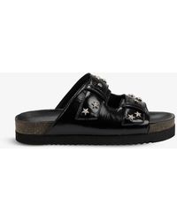 Zadig & Voltaire Alpha Star-studded Leather Sandals - Black
