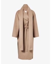 Max Mara - Flared-Fit Large-Scarf Double Wool And Cashmere Robe Coat - Lyst