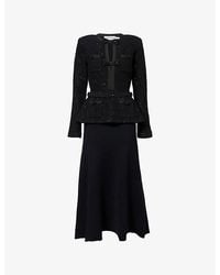 Self-Portrait - Sequin Long-Sleeves Knitted Midi Dress - Lyst