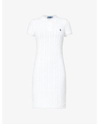 Ralph Lauren - Logo-embroidered Polo-collar Cotton Midi Dress X - Lyst