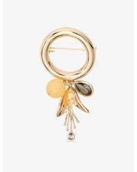 Maje - Tulip Round-Toned Brass Brooch - Lyst
