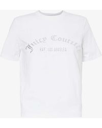 Juicy Couture - Rhinestone-embellished Slim-fit Cotton-jersey T-shirt - Lyst