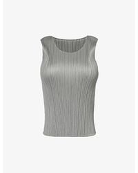 Pleats Please Issey Miyake - Basic Sleeveless Pleated Knitted Jersey Top - Lyst