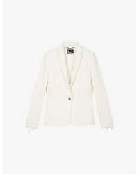 The Kooples - Single-Breasted Lace-Trim Woven Blazer - Lyst