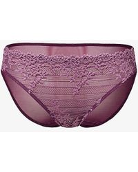Wacoal - Embrace Lace Floral-embroidered Mid-rise Stretch-lace Brief - Lyst
