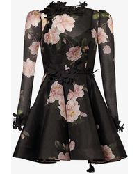 Zimmermann - Floral-pattern Linen And Silk-blend Mini Dress - Lyst