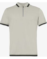 Emporio Armani - Zip Quarter-placket Cotton Polo Shirt X - Lyst