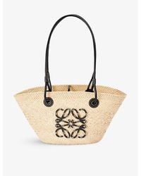 Loewe - Paula's Ibiza Anagram Small Iraca Palm And Leather Basket Bag - Lyst