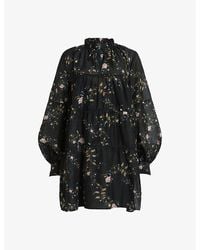 AllSaints - Mindy Graphic-print Relaxed-fit Recycled-polyester Mini Dress - Lyst