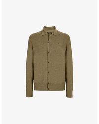 AllSaints - Kilburn Ramskull-embroidered Wool And Recycled Polyamide-blend Cardigan - Lyst
