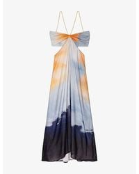 Maje - Tie-Dye Halter-Neck Woven Maxi Dress - Lyst