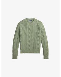 Polo Ralph Lauren - Logo-Embroidered Cable-Knit Cotton And Linen Jumper - Lyst