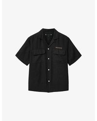 AllSaints - Dunloe Branded-Print Linen Shirt - Lyst