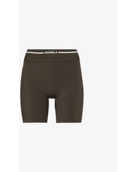 ADANOLA - Ultimate Crop Branded-waistband High-rise Stretch-woven Bike Shorts - Lyst