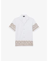 Reiss - Arden Embroidered-Trim Cotton-Blend Shirt - Lyst