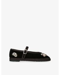 Flabelus - Mae Pierre Jewel Velvet Mary-Jane Flats - Lyst