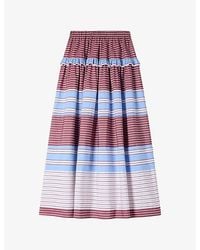 Sandro - Stripe-Pattern Cotton Maxi Skirt - Lyst