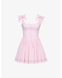 House Of Cb - Lyla Bow-Embellished Stretch-Cotton Mini Dress Xs (A-C Cup) - Lyst
