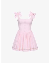 House Of Cb - Lyla Bow-Embellished Stretch-Cotton Mini Dress Xs (A-C Cup) - Lyst