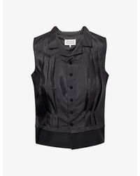 Maison Margiela - Pleated Sleeveless Woven Top - Lyst