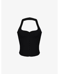 House Of Cb - The Halter Neck Stretch-Jersey Corset Top Xs (A-C Cup) - Lyst