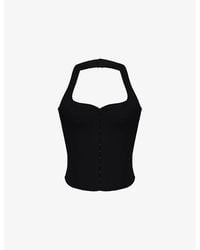 House Of Cb - The Halter Neck Stretch-Jersey Corset Top Xs (A-C Cup) - Lyst